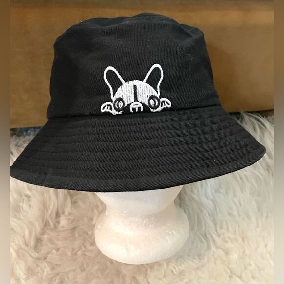 Cartoon Dog Bucket Hat Black Canvas OS - Picture 1 of 5
